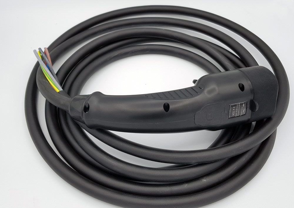 Câble de charge Tesla extrémité ouverte, triphasé 16A - 11kW